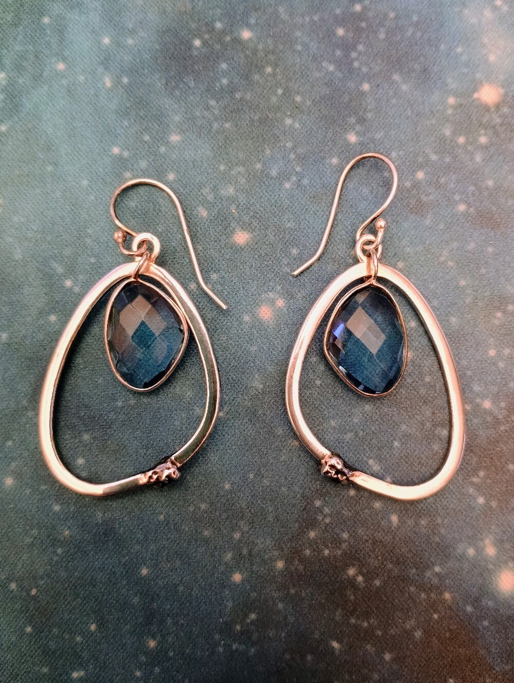 Grace & Heart Sterling Silver Blue Amethyst Open Hoop Dangle Earrings 925